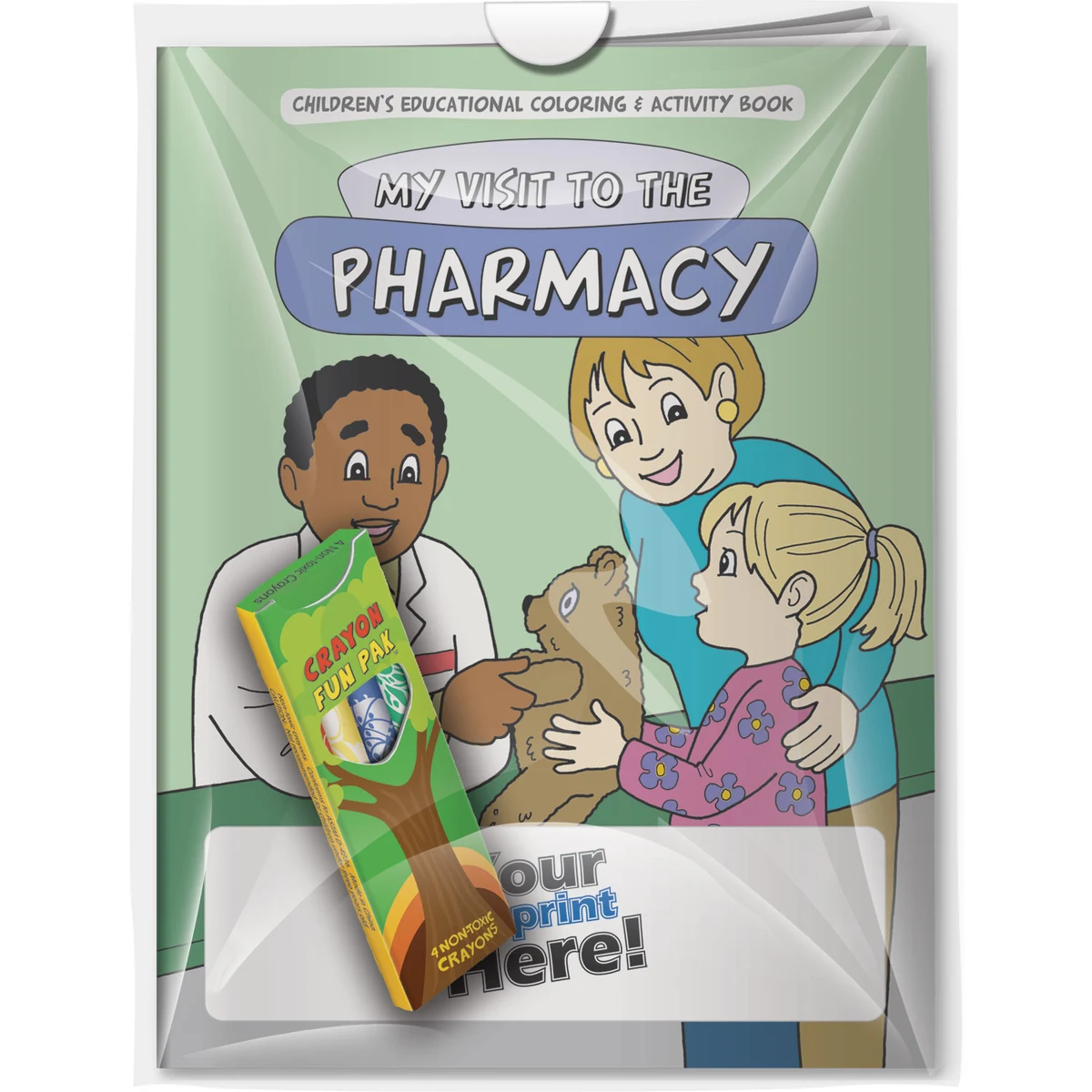 Combo Pack - CB1003 Coloring Book & 4-Pack of Crayons (Imprinted) in a Poly Bag 1
