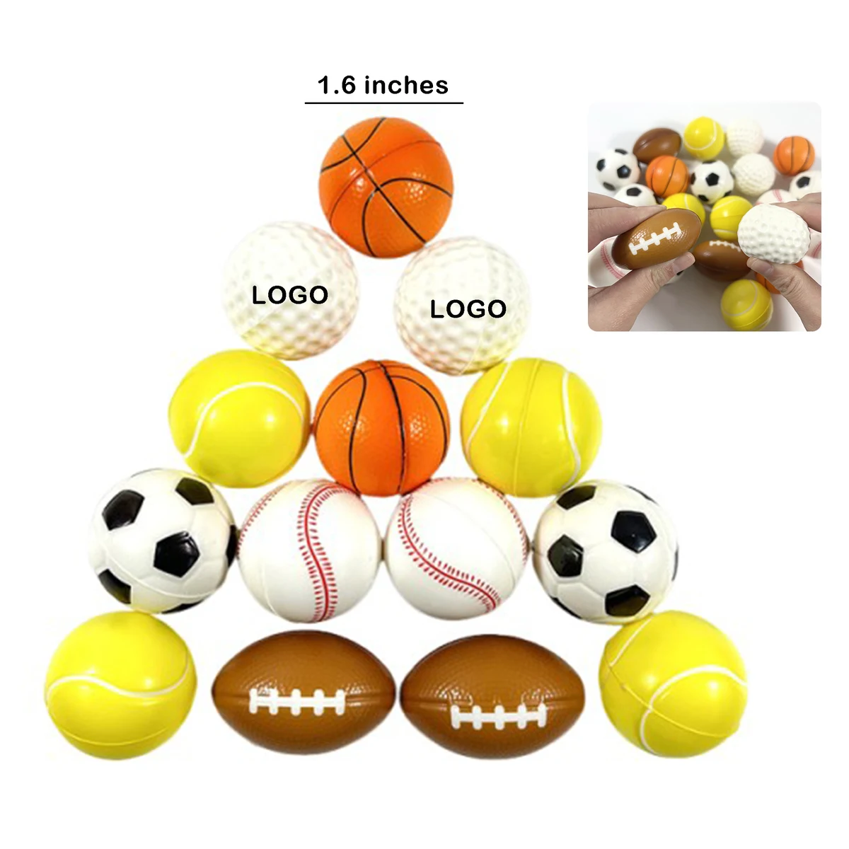 Mini Sports Stress Ball 1.6 Inch PU Foam 1
