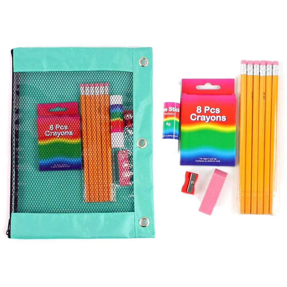 Basic Elementary Pencil Pouch Kits - 11 Piece Prefilled 1