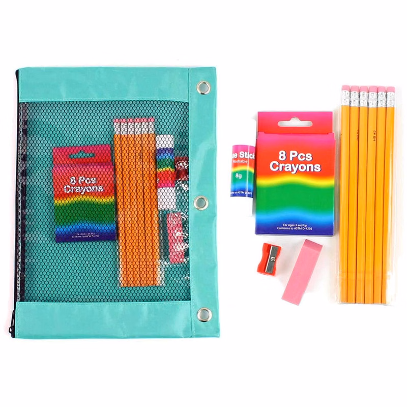Basic Elementary Pencil Pouch Kits - 11 Piece Prefilled