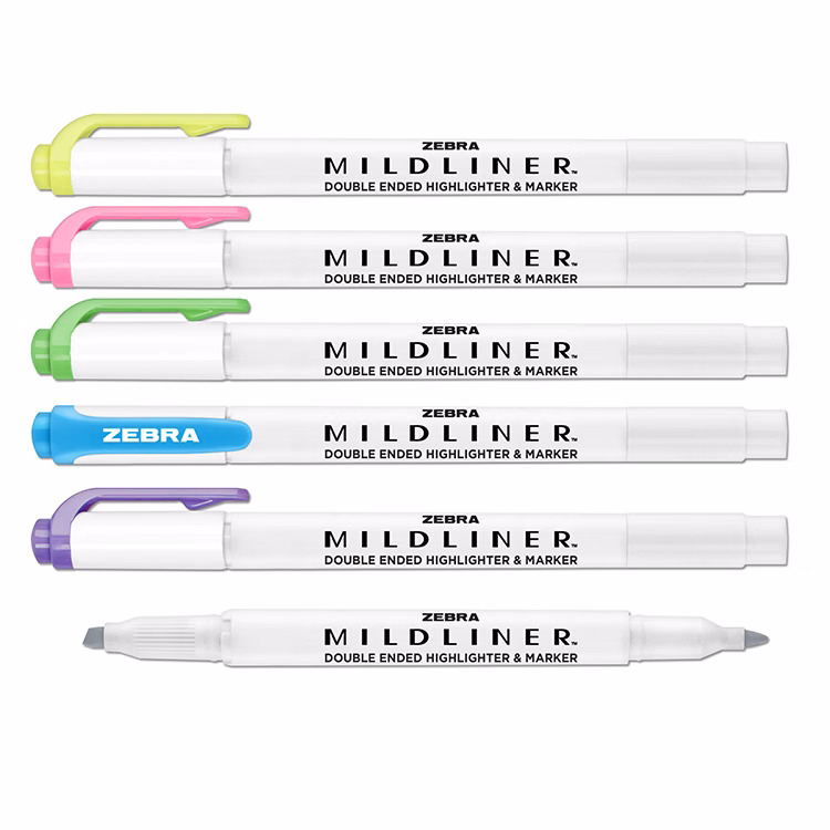 Zebra Mildliner Doubled Ended Highlighter & Marker. Chisel & Fine Tip