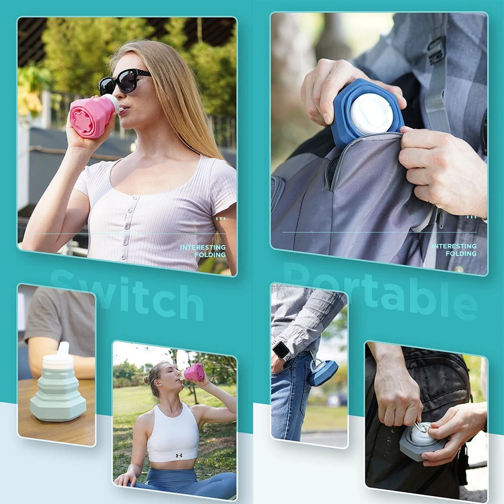 500ML Tower-like Silicone Folding Travel Water Cup 1