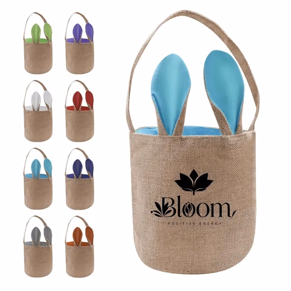Custom Collapsible Jute Bunny Ear Basket 8.7-inch — Easter & Seasonal Party Organizer