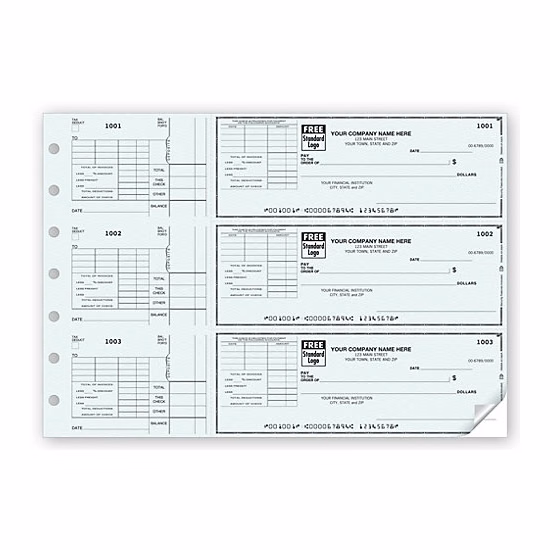 Voucher stub checks, 3-On-A-Page