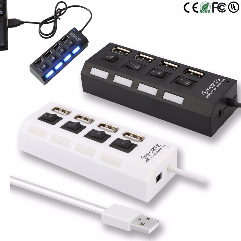 SwitchHub 4-Port USB 2.0 with Blue LED Switches