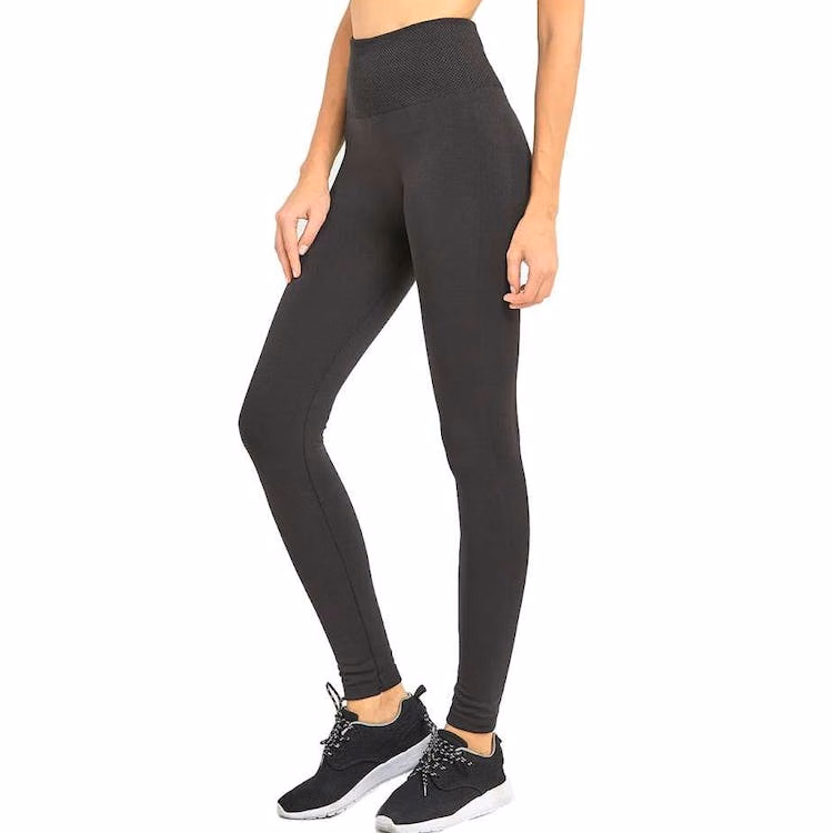 Women's High Waist Fleece Leggings - Charcoal Extra-Wide Band One Size