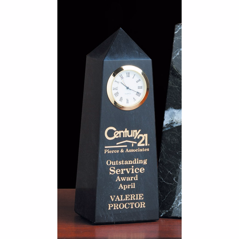 Black Marble Obelisk Clock Award