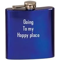 Laser Engraved Gloss Blue Stainless Steel Flask 1