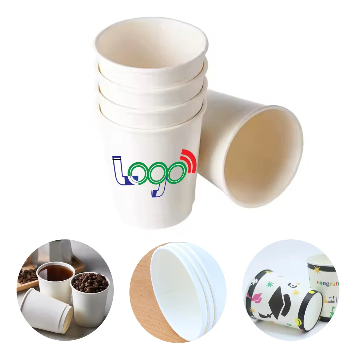 MOQ:300pcs Disposable eco-Friendly Paper Cups 1
