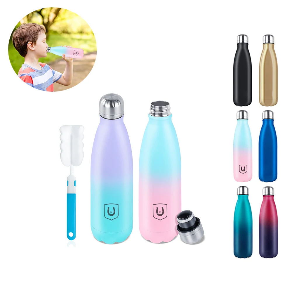 17 oz Cola-Style Stainless Steel Water Bottle with Sponge Brush 1