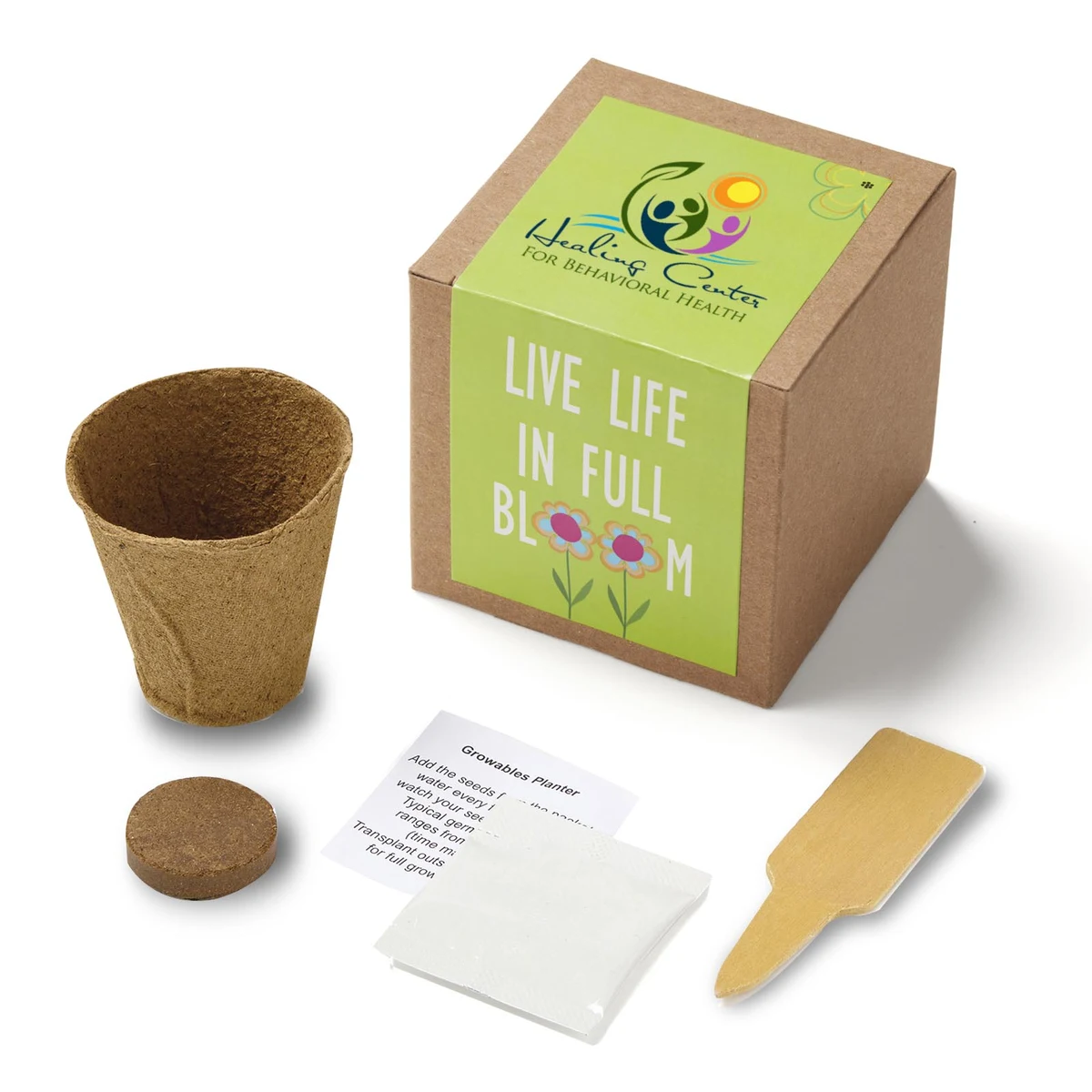 Inspirational Live Life in Full Bloom Planter in Kraft Gift Box 1