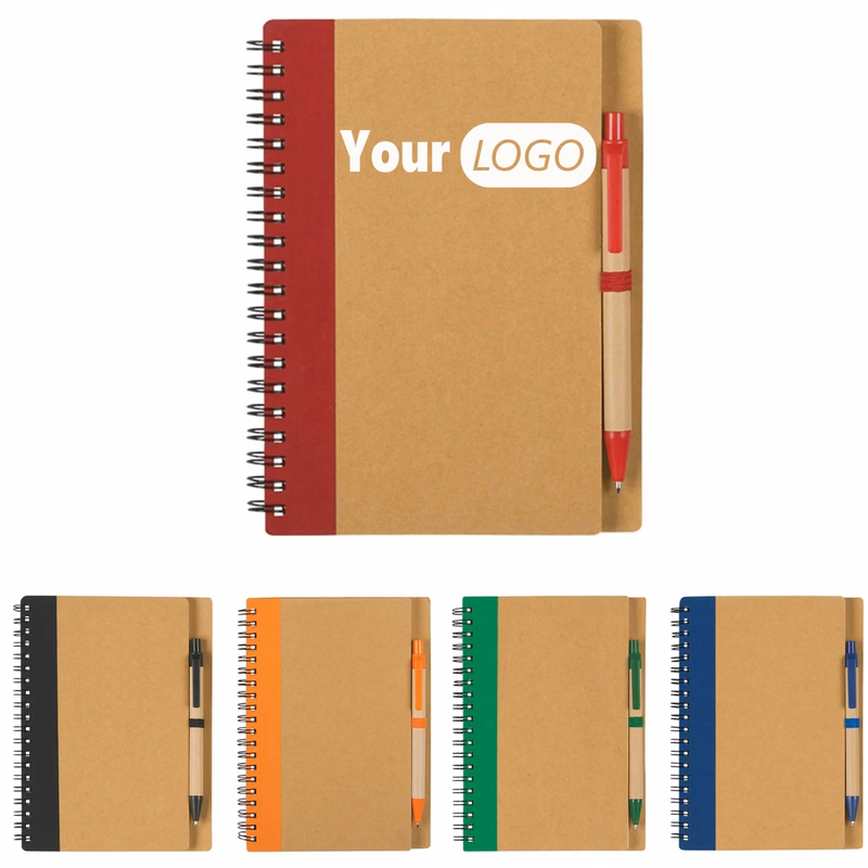 Notebook Made of Kraft Accompanied by a Pen