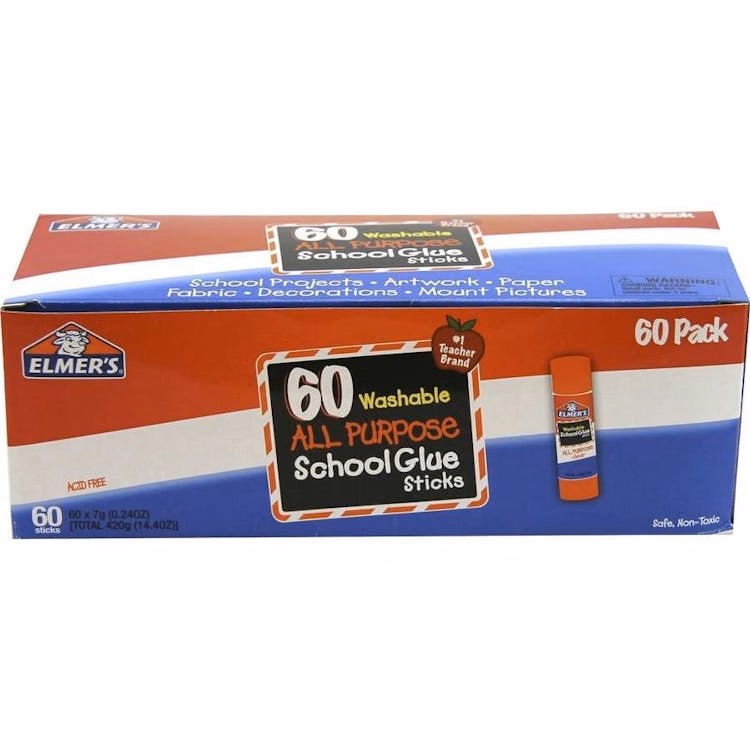 Elmer's Glue Sticks - Dries Clear 0.24 oz 60 Pack