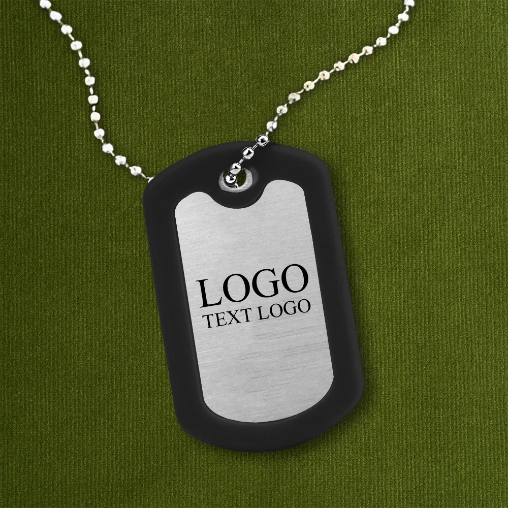Square Silicone Edge Metal Dog Tag 1