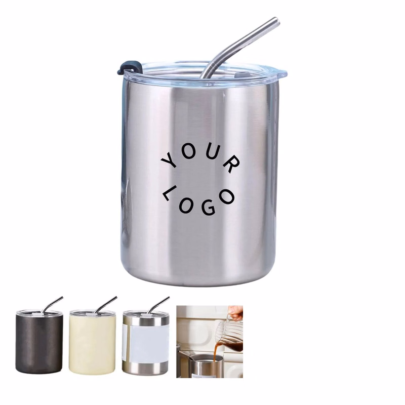 Rust Proof Stainless Drink Cup with Straw