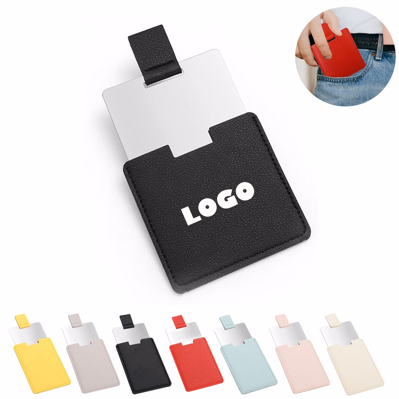 Stainless Steel Handheld Mirror With Leather Cover