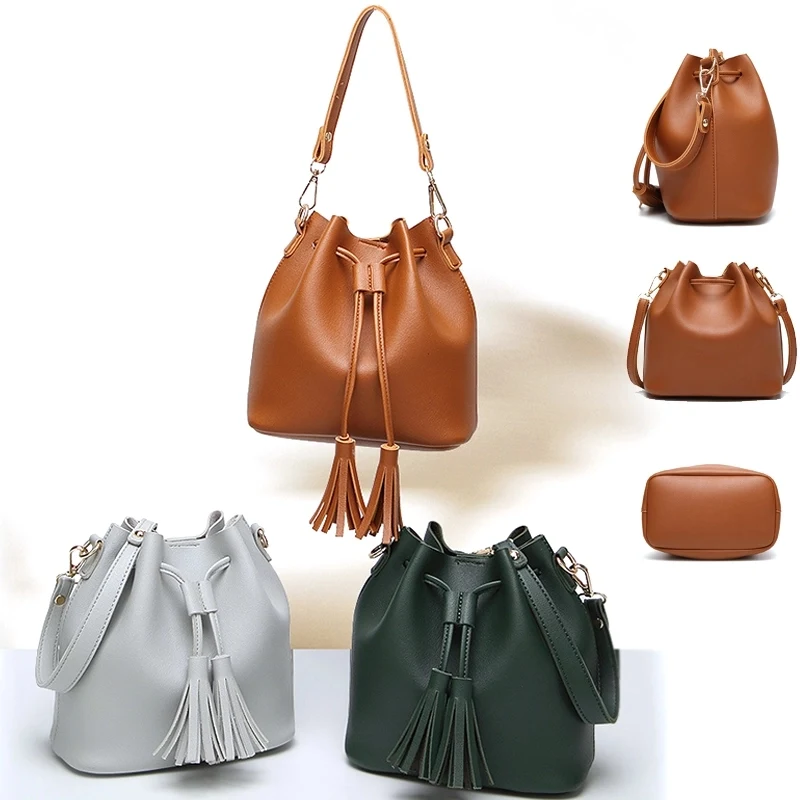Leather tote bucket bag for women, custom tote bag with logo imprint 1