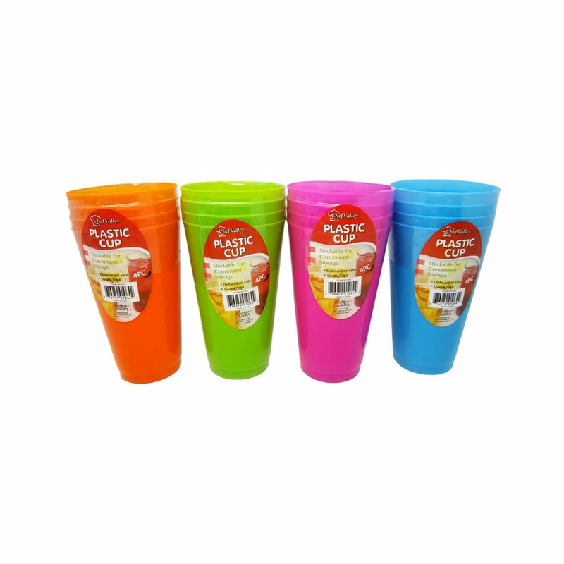 16 oz Plastic Tumblers Assorted 4 Pack
