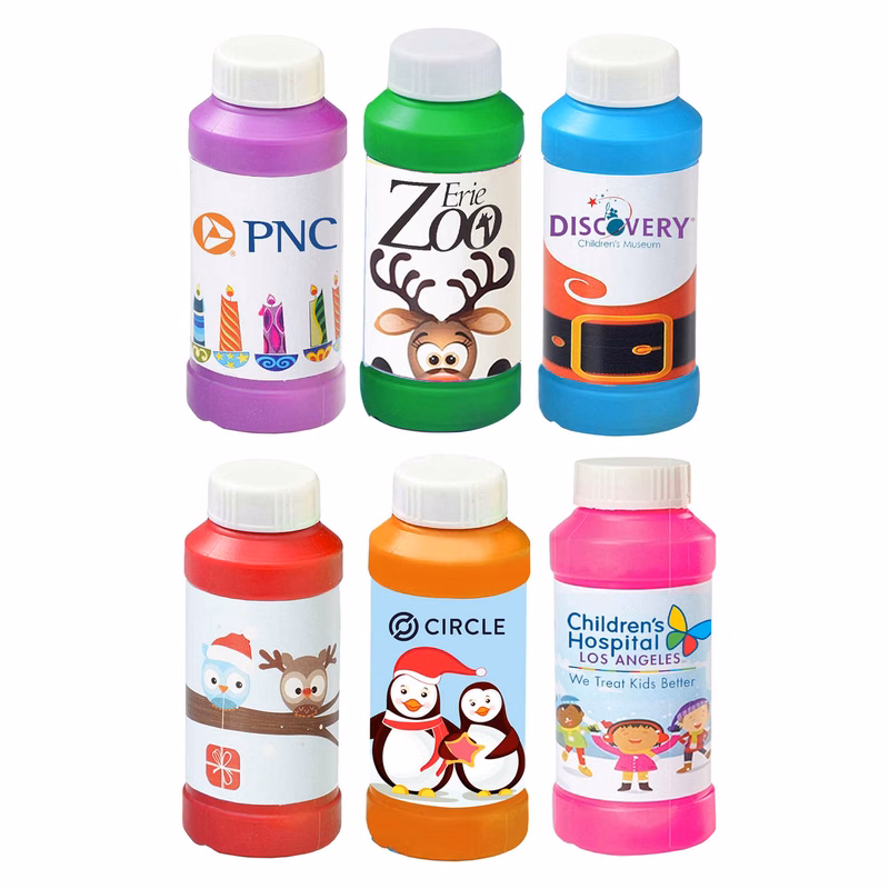 4 Oz. Bubbles with Stock Holiday/Winter Theme Full-Color Digital Label