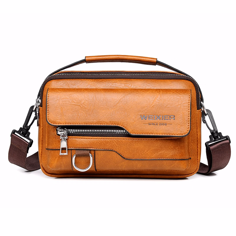 Men PU Leather Crossbody Shoulder Bag With Multi Pockets