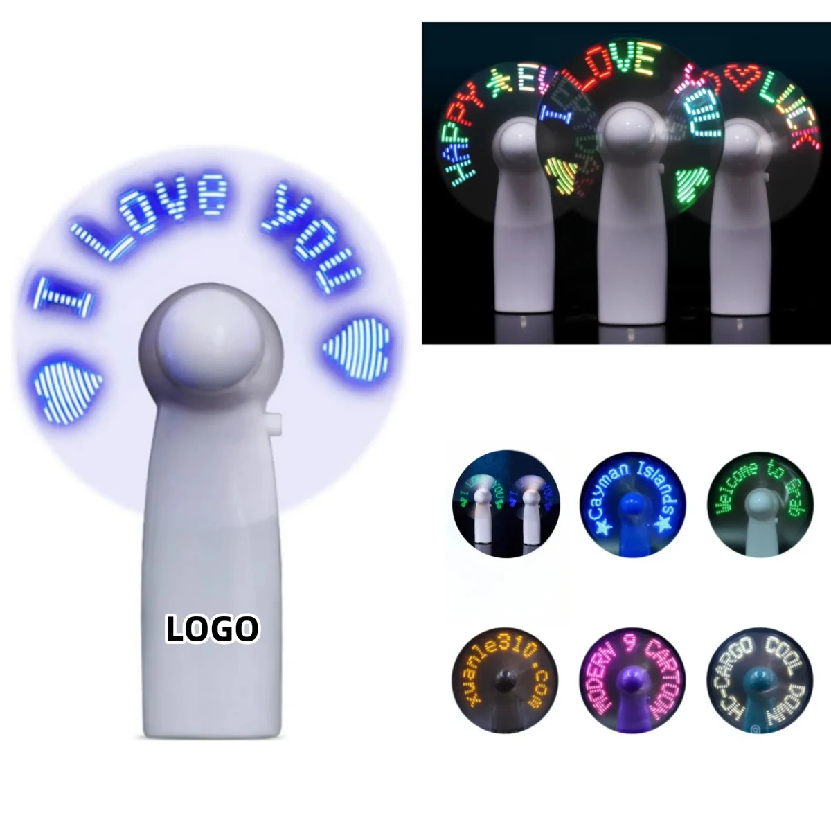 Mini LED Flashing Handheld Fan with Changeable Word 1