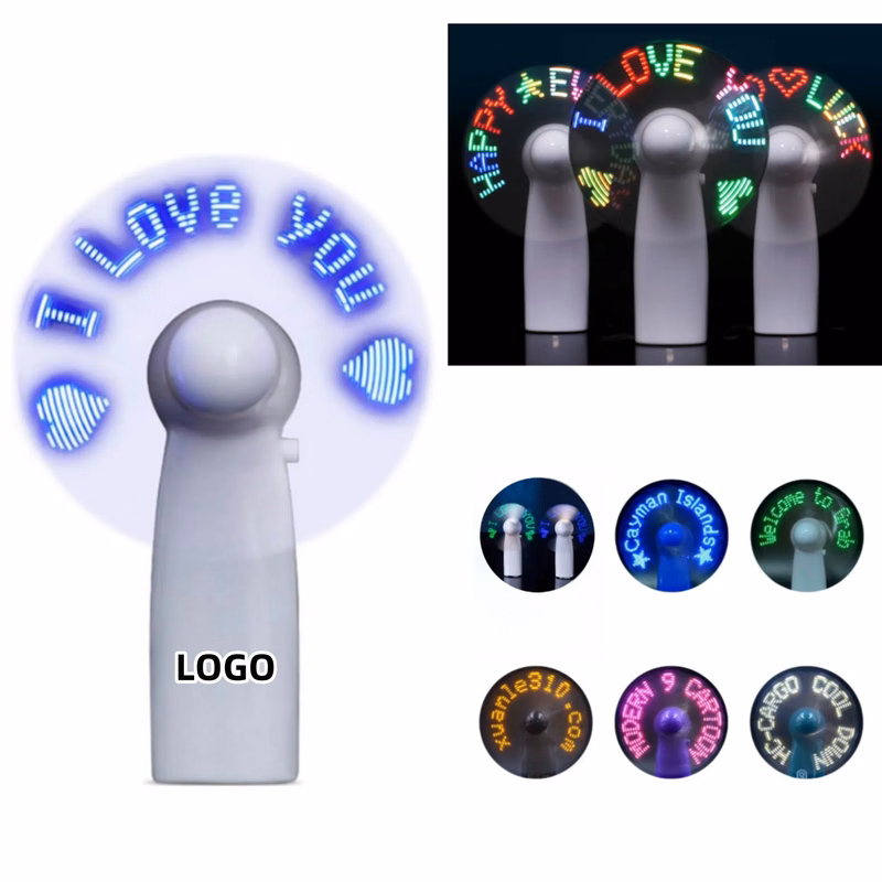 Mini LED Flashing Handheld Fan with Changeable Word