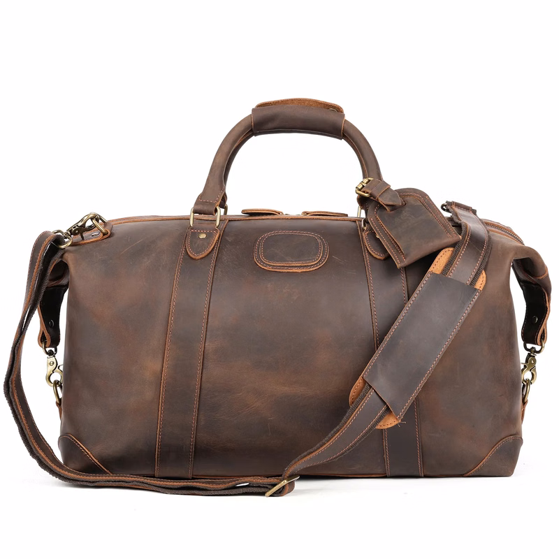 Top grain leather duffel bags