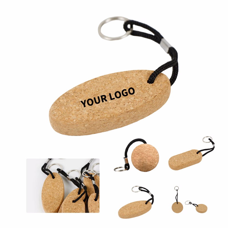Oval Cork Key Ring 3.5" Length X 1.57" Width X 0.59" Height