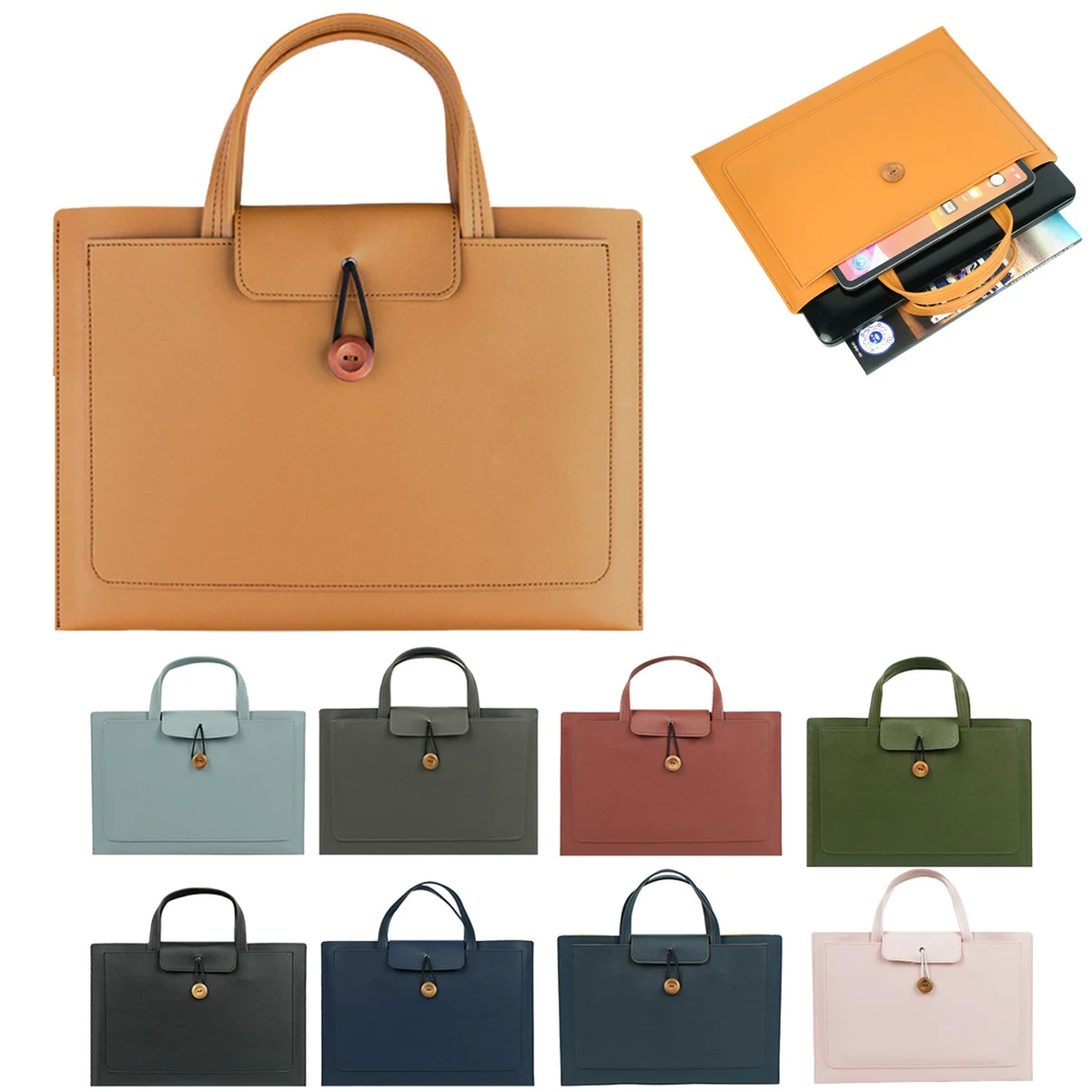 14Inch PU Leather Stylish Business Briefcase Laptop Bag 1