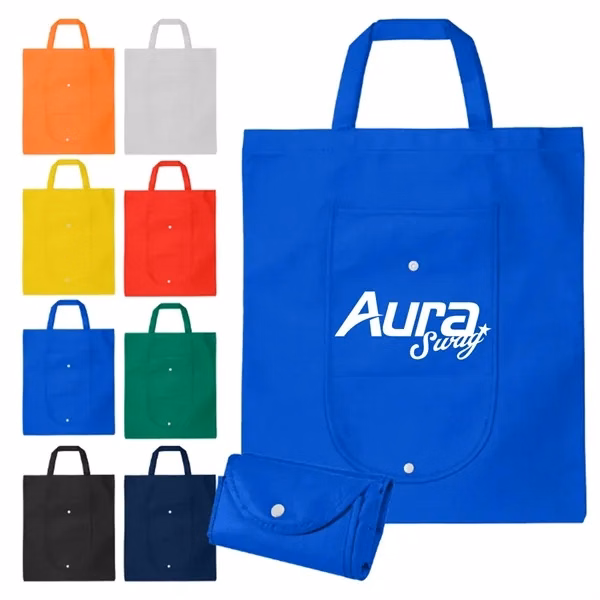 Custom Foldable Non-Woven Tote Bag 13.39 x 15.75 Inch Reusable — Eco-Conscious Brand Gift