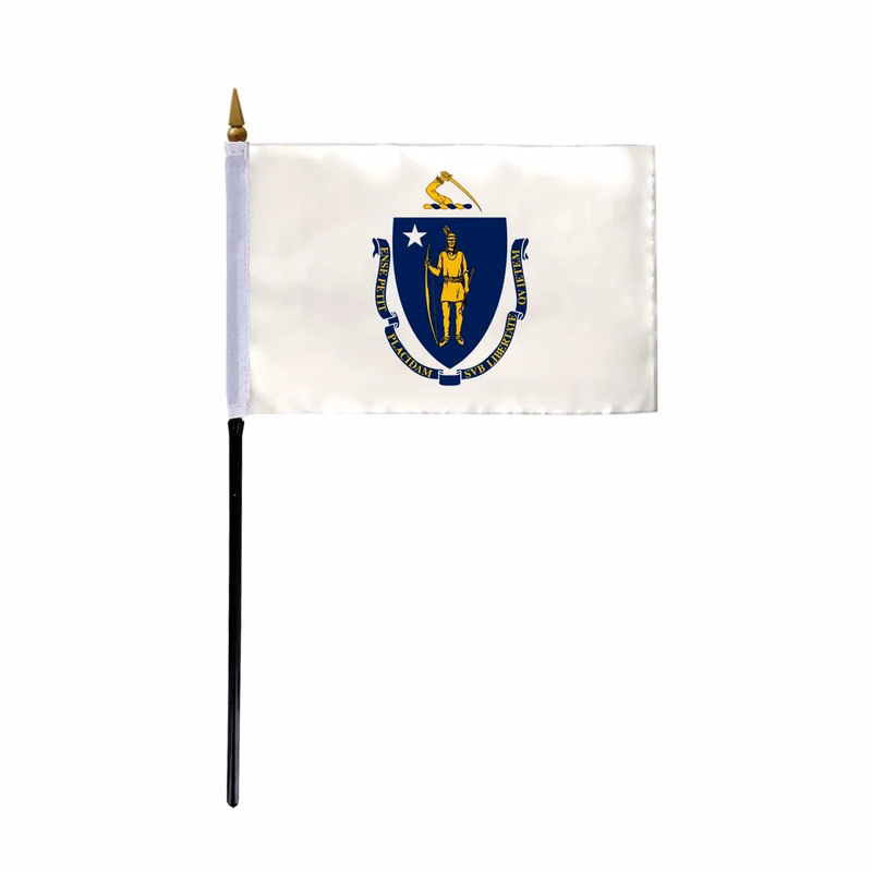 4"x6" & 12"x18'' Massachusetts ePoly Printed Stick Flags