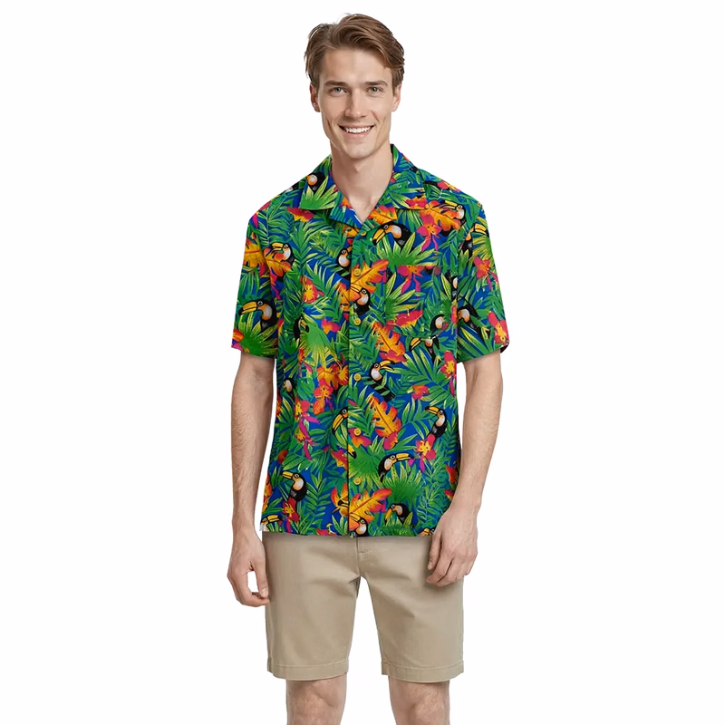 Tucan Print Camp Shirt