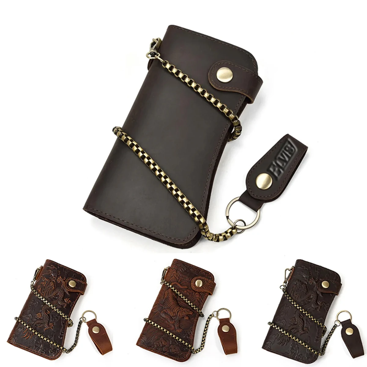 Embossed Dragon Pattern Multi Clip Leather Wallet 1