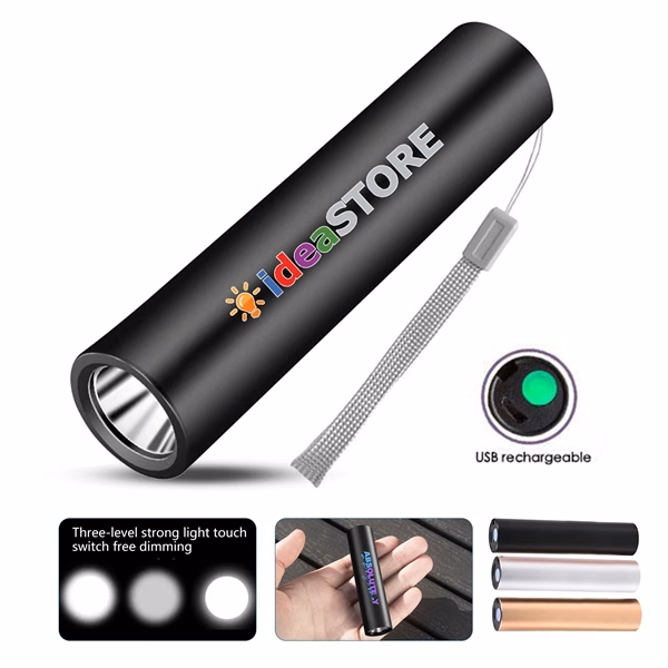 Custom Aluminum Rechargeable LED Flashlight with USB — Ultra Bright Portable Torch