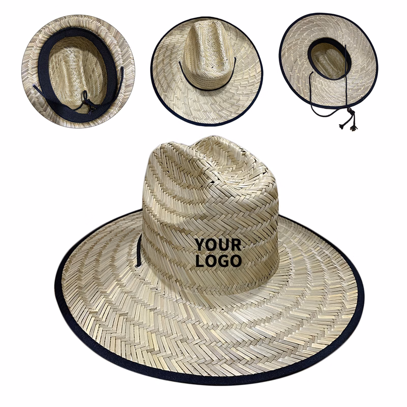 Woven Straw Cowboy Hat With Wide Brim