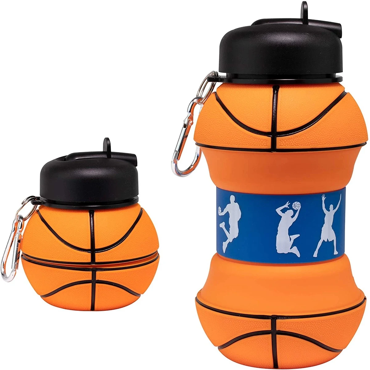 18 Oz Collapsible Silicone Basketball Water Bottle 1