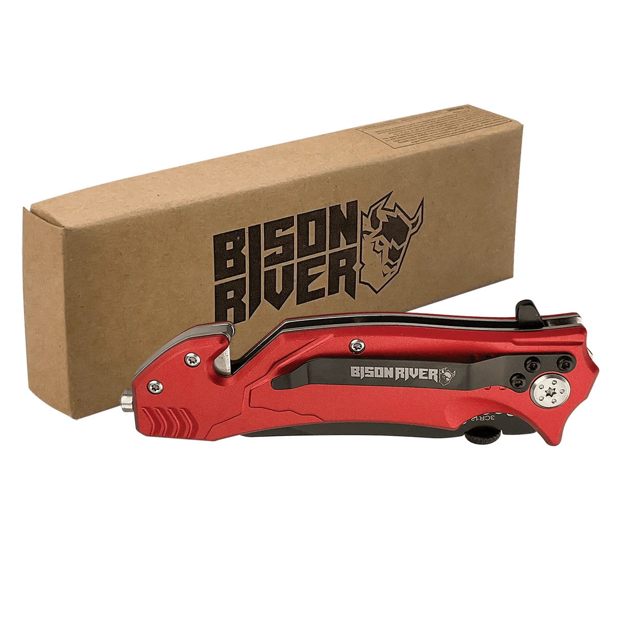 Bison River 4.5" Red Rescue Knife 1