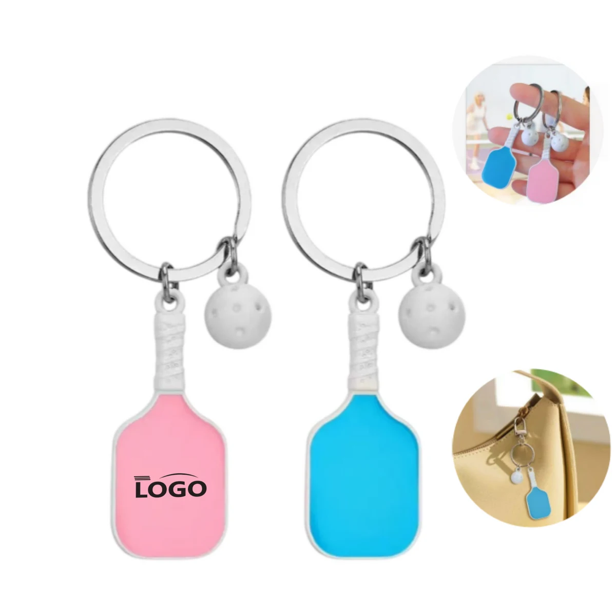 Pickleball Keychain With Ball Charm 1