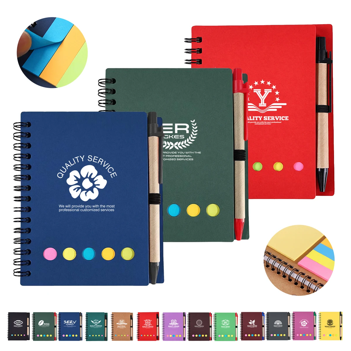 A6 Lined Spiral Kraft Paper NotebookWith Sticky Notes And Pens (60 Sheet) 1