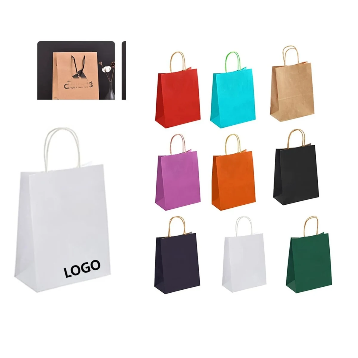 Kraft Paper Shopping Bag in Multiple Sizes 8.25"x3.25"x5.25" 1