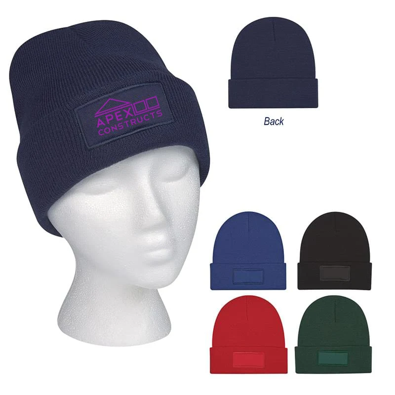 Patch Knit Beanie With Cuff 1