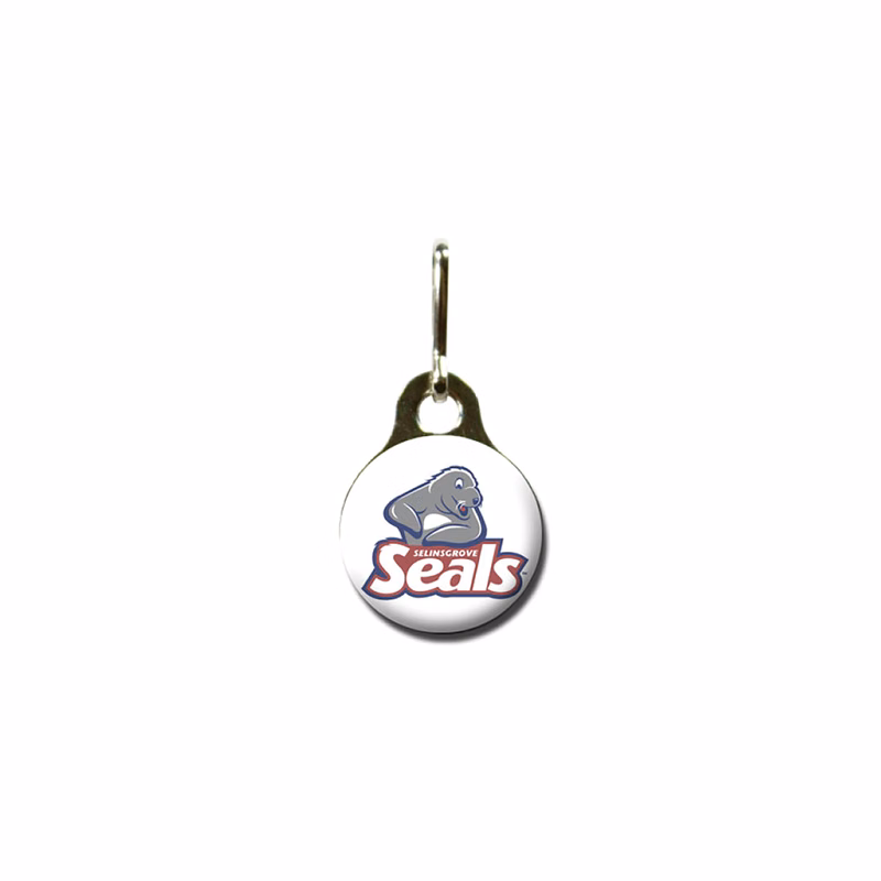 Zipper Pull Charms / Tag with single sided imprint of 3/4" round and metal back