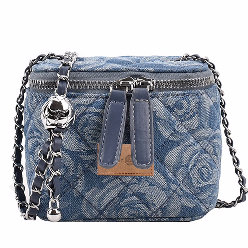 Cotton One-shoulder diamond grid bag