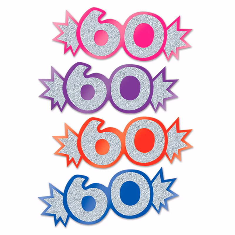 Mini Glittered Foil "60" Cutouts