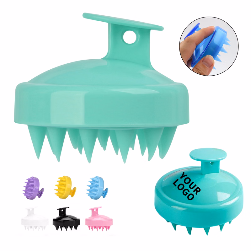 Food Grade Silicone Scalp Shampoo Brush With Soft Bristle 3" Diameter X 2.6" Height