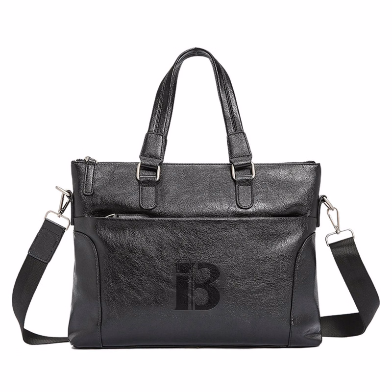 Large Capacity PU Leather Business Tote Bag Detachable Strap