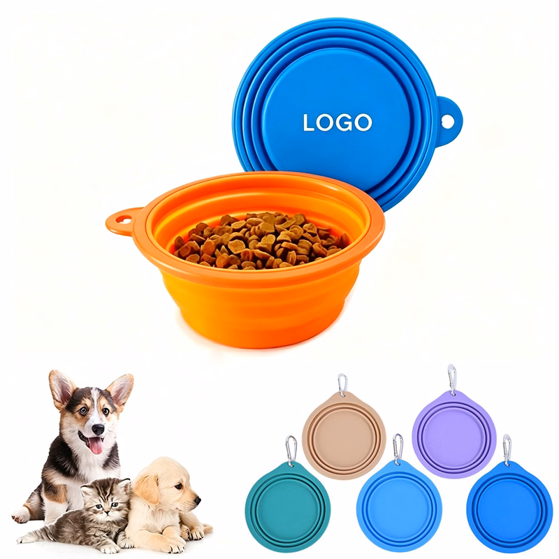 Collapsible silicone pet water bowl (With carabiner)