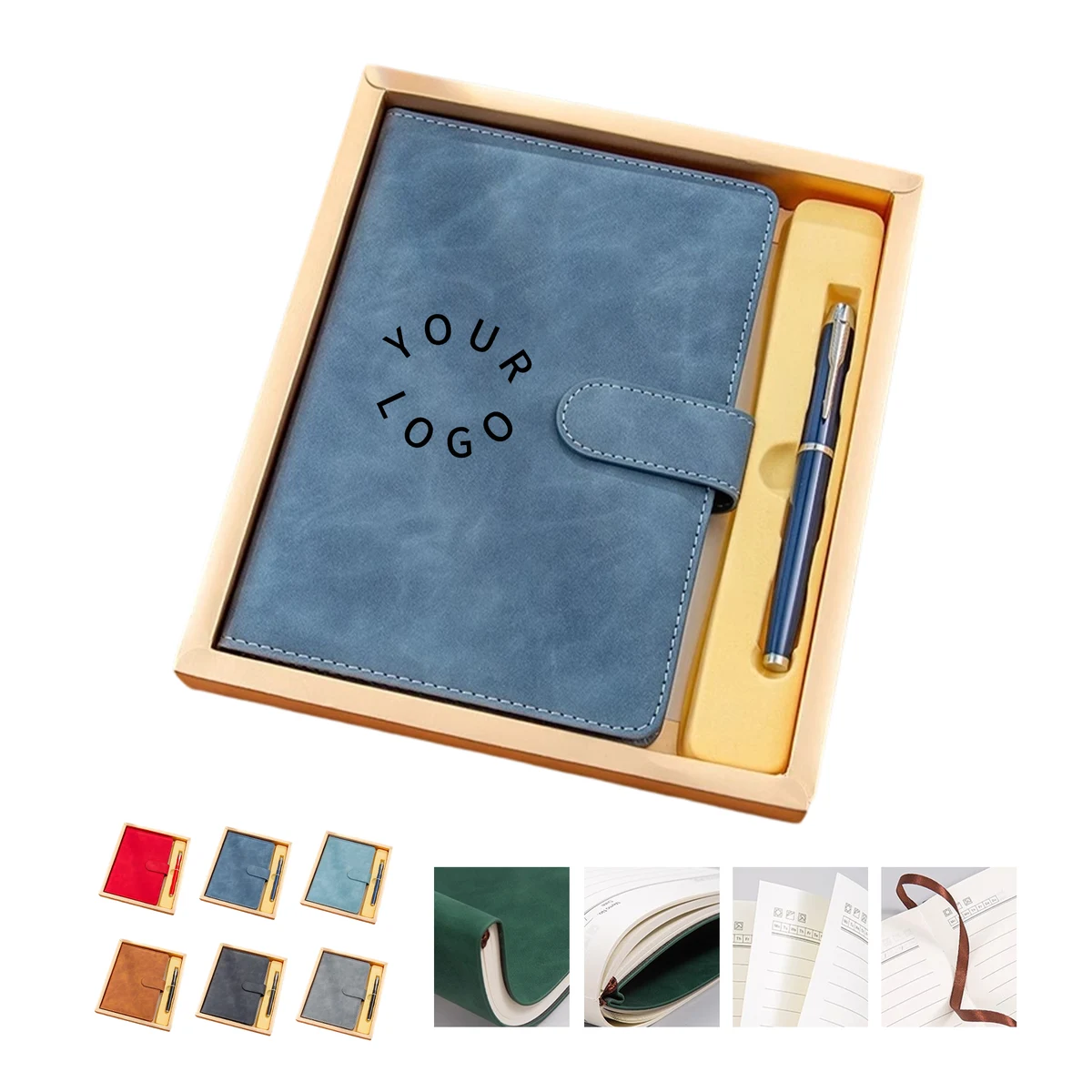 PU Leather A5 Notebook With Magnetic Buckle And Metal Pen Gift Set 1