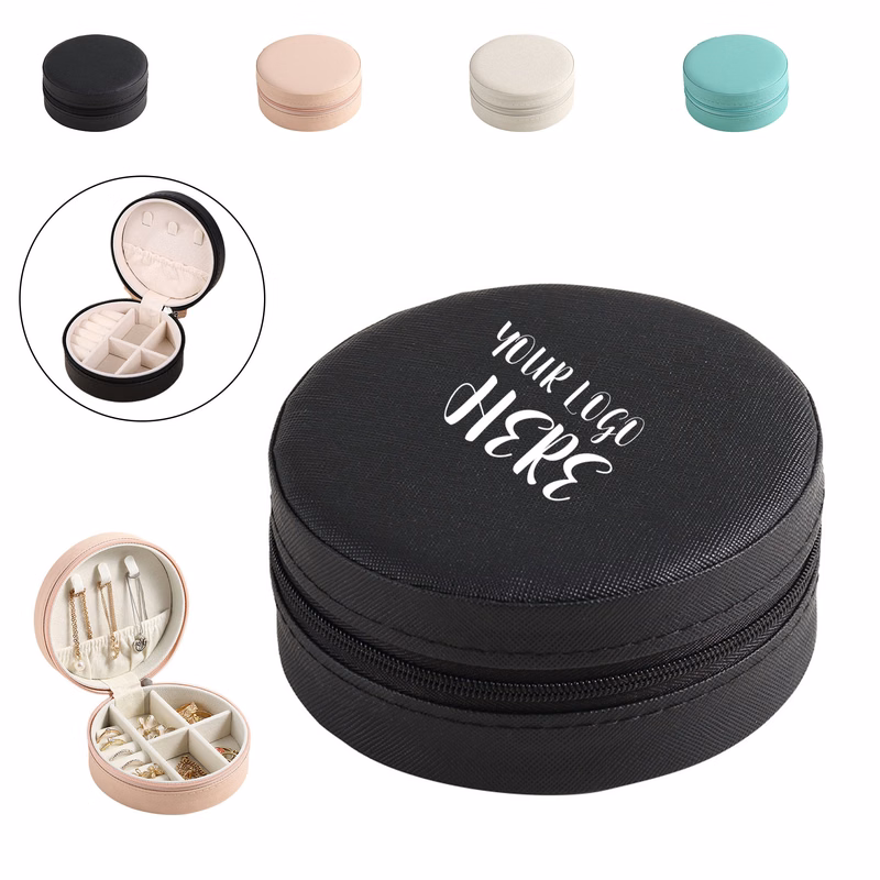 Small Round Jewelry  Zipper Storage Case Box