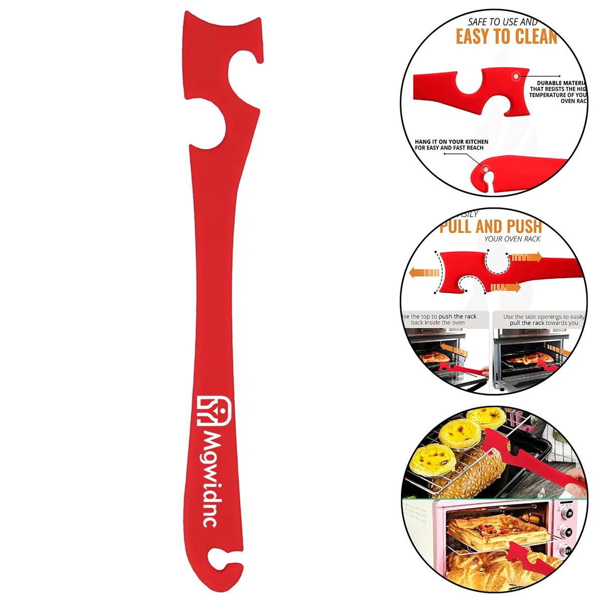 Oven Rack Push Pull Tool with Extended Heat Resistant Handle 1